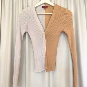 Staud Color Block Ribbed Cadigan
